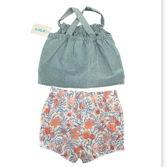 Carter’s Bow Knot Floral 2PC Short Set - Picture 2 of 2